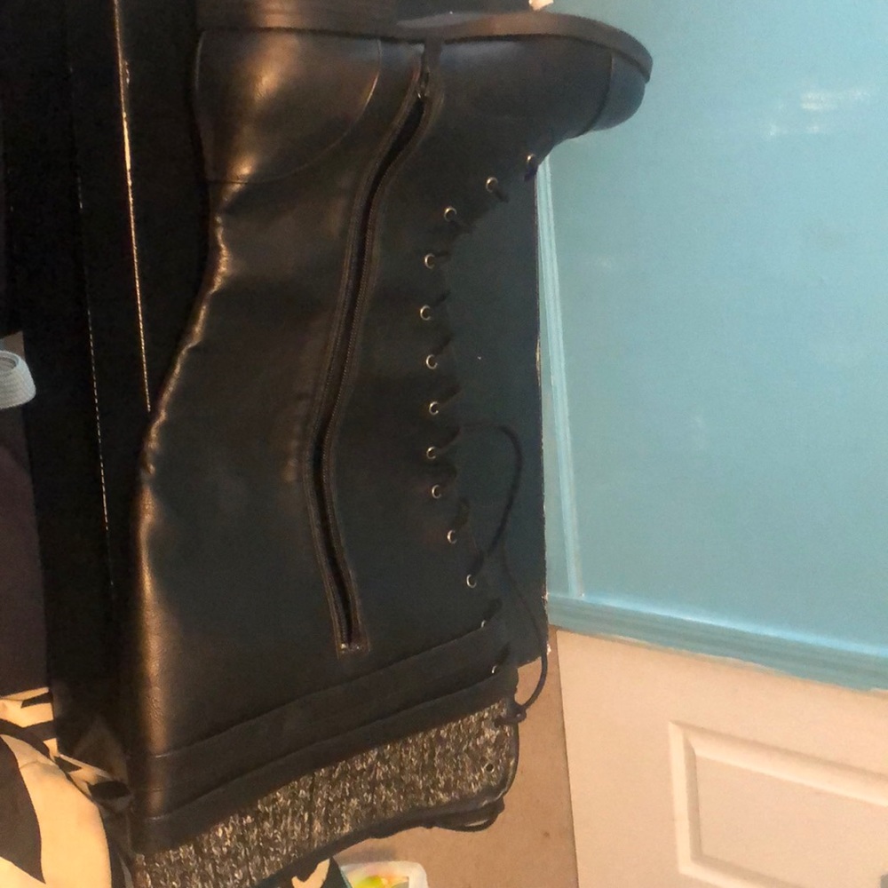 Tall Combat Boot with Sweater Material